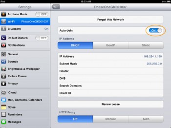 IQ260 iPad Auto Join