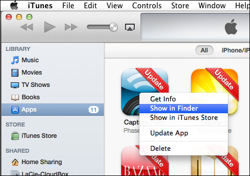 Show App in the Finder