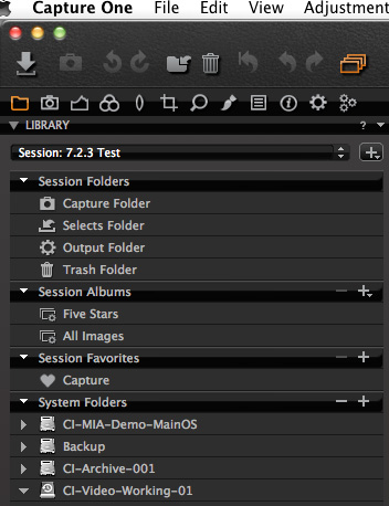 Capture One 7.2.2 Favorites Menu