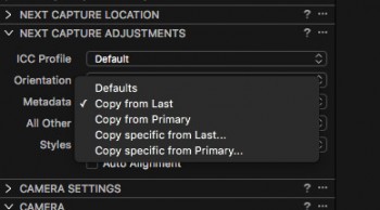 Next Capture Adjustements: Metadata